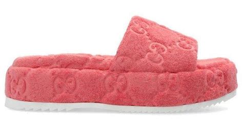 gucci pink platform slides|Gucci slides pink fluffy.